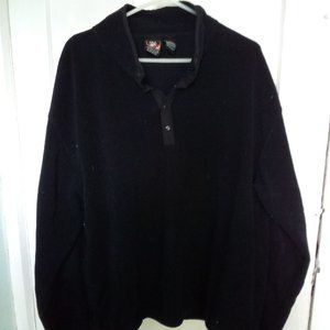 JC Penny Olympic Brand Pull Over Snap Front Black Fleece Sweater Size L